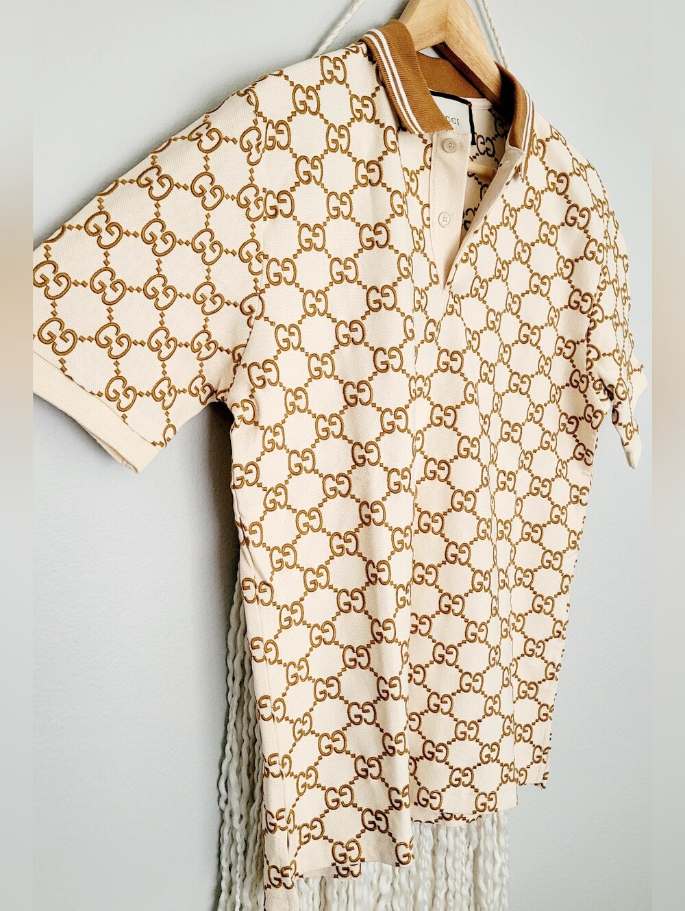🇮🇹GUCCI EMBROIDERED👕 BEIGE POLO✨️ - Picture 3 of 15